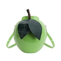 Glossy green apple-shaped crossbody bag with leaf detail and long strap - Green