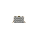 Close-up of grey acrylic evening bag with 3D bubble texture and gold metal chain - Gray