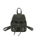 Mini zaino retrò in pelle scamosciata verde scuro con doppie tasche frontali e coulisse - Verde