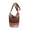 Sac fourre-tout en peluche à rayures rouges et vertes avec texture douce en laine d'agneau - Rouge (Rayure de Noël)