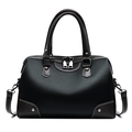 Borsa a bauletto in pelle nera con finiture marroni e dettagli in metallo argento - Nero/Marrone