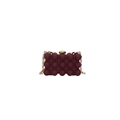Detailed view of dark red acrylic shell bag with golden chain strap and ball texture - Burgundy
