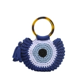 Sac fourre-tout tricoté œil bleu avec poignées en écaille et franges - Bleu foncé