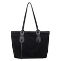 Minimalist black tote bag with matte texture and smooth leather straps for women - Black