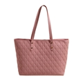 Rosa gesteppte Shopper-Tasche mit goldenen Nieten und schlichtem PU-Leder-Finish - Rosa