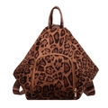 Mochila moderna con estampado de leopardo de gran capacidad y correas ajustables - Marrón