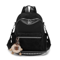 Sac à dos noir moderne avec poche matelassée et détail de sangle tissée géométrique - Avec Pendentif / Noir