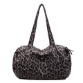 Shopper aus Canvas mit Leopardenmuster, großem Fassungsvermögen und Schultergurten - Grau