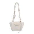Elegante borsa a tracolla in pelliccia sintetica bianca con tracolla in pelle arricciata - Bianco Sporco