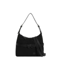 Vintage zwarte suède-look hobo tas met een strikje en sterpatroon applicatie - Zwart