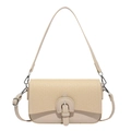 Sac bandoulière beige texturé avec boucle décorative et deux bandoulières - Kaki