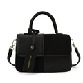 Borsa a mano nera minimalista con dettagli dorati e tracolla rimovibile versatile - Nero