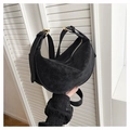 Vintage black leather hobo bag with adjustable strap and matte finish for women - Black