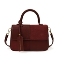 Borsa a mano rettangolare minimalista bordeaux in pelle liscia e pelle scamosciata - Rosso