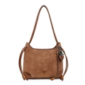 Brown vintage leather shoulder bag with floral charm and Coih 2dn logo detail - Brown