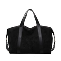Borsa tote nera minimalista in tessuto opaco con manici lucidi per donna - Nero