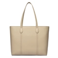 Borsa tote beige minimalista in pelle martellata premium con spalline sottili chic - Bianco Sporco