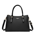 Classic black tote bag with cross-pattern texture and gold hardware for women - Green