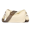 Chic cream dumpling shoulder bag with bohemian geometric strap and embossed kangaroo logo - Off White