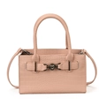 Sac Kelly rose à motif crocodile avec boucle cœur en métal et bandoulière - Rose