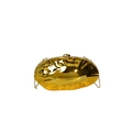 Golden shell evening bag with irregular liquid metal texture and chain strap - Gold