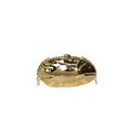 Golden oval evening clutch bag with hammer-textured metal finish and chain strap - Light gold