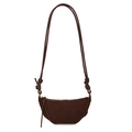 Borsa a tracolla croissant in pelle scamosciata marrone scuro con nodi decorativi - Marrone