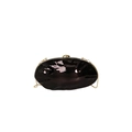 Elegant black acrylic shell clutch bag with gold spherical clasp and metal chain strap - Black