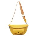 Minimalist yellow lychee grain leather waist bag with adjustable shoulder strap - Yellow