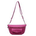 Rose red crescent waist bag in lychee pattern faux leather with adjustable strap - Purple