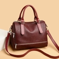 Burgundy woven texture tote bag with dual handles and silver zipper details for women - Burgundy