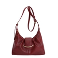 Dunkelrote Vintage-Achseltasche mit mondförmiger Gold-Hardware und Trageriemen - Rot