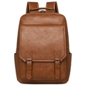 Large dark brown vintage leather backpack for daily commute and outdoor travel - Brown
