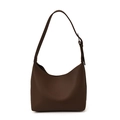 Dark brown pebbled leather hobo bag with adjustable strap for stylish daily commuting - Brown