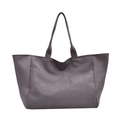 Grande borsa tote minimalista in tela leopardata grigio scuro effetto scamosciato 2025 - Grigio