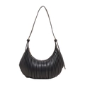 Sac à bandoulière Hobo noir à rayures verticales pour femmes au design minimaliste - Noir
