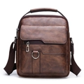 Borsa a tracolla vintage in pelle marrone da uomo con manico e tracolla - Marrone