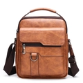 Borsa a tracolla vintage da uomo in pelle marrone scuro con manico superiore - Marrone