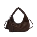 Dunkelbraune Handtasche mit Flechtmuster, Fransen und abnehmbarem Schultergurt-Design - Braun