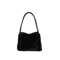 Bolso de hombro minimalista en piel sintética negra de gran capacidad y estilo - Negro