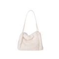 Bolso de hombro minimalista de piel sintética blanca con textura suave y correas finas - Blanco