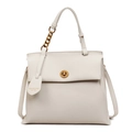 Borsa a tracolla retrò bianco avorio con catena dorata e chiusura a girello su sfondo bianco - Bianco