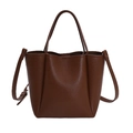 Sac cabas marron en cuir grainé avec poignées et bandoulière réglable pour femmes - Marron