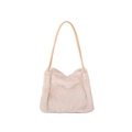 Bolso de hombro minimalista de piel sintética rosa claro con correa de cuero marrón - Gris