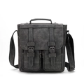 Borsa a tracolla retrò grigio scuro opaco con cuciture a contrasto e tracolla regolabile - Grigio