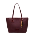 Borsa tote bordeaux in pelle con ciondolo nappa di perline per donne in ufficio - Borgogna