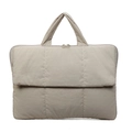 Borsa porta PC beige trapuntata con imbottitura morbida e manici per donna - Bianco Sporco