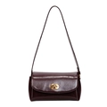 Borsa a tracolla vintage rosso vino in pelle lucida con chiusura in metallo dorato - Borgogna