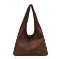 Minimalistische dunkelbraune Shopper-Tasche aus Wildlederimitat mit breitem Schultergurt - Braun