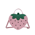 Sac bandoulière fraise rose créatif pour filles avec détails de feuilles vertes - Rose
